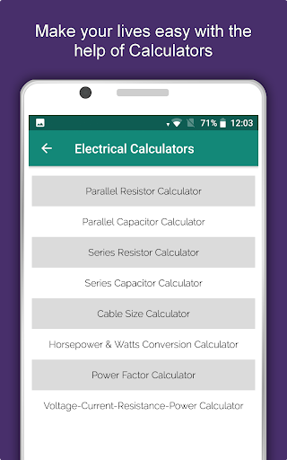 Screenshot of Electrical Engineering App