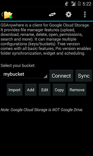 Android application GSAnywhere (Cloud Storage) screenshort