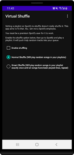 Android application Virtual Shuffle - Truly Random screenshort