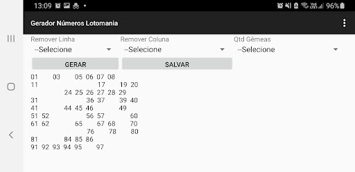 Gerador Números Lotomania
