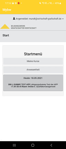 MyBW Screen 2