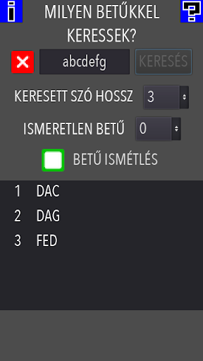 Szó kereső - Anagram Screen 2