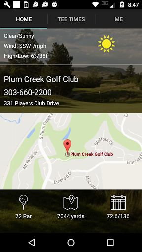 Plum Creek Tee Times Screen 2
