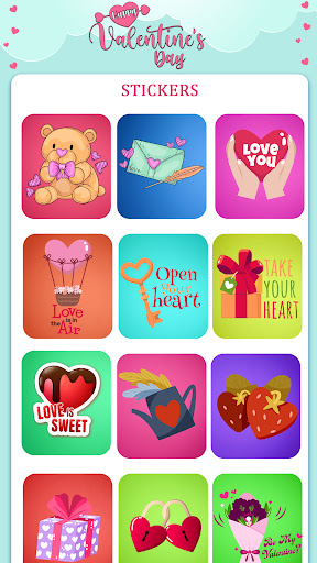Android application Valentine's Day Love Stickers screenshort