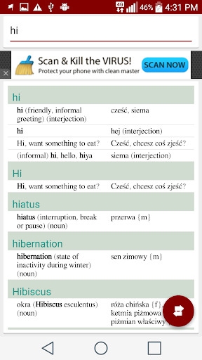 Android application Polish English Dictionary screenshort