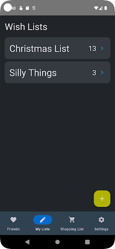 Android application Wish List screenshort