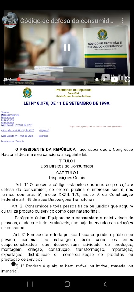 Código de defesa em audio Screen 1