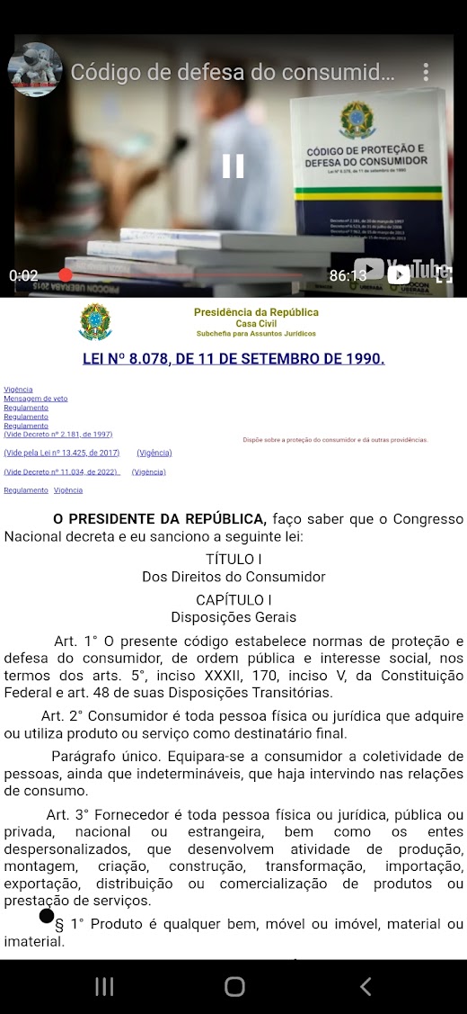 Android application Código de defesa em audio screenshot