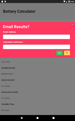Fire Alarm Battery Calcuator Screen 2