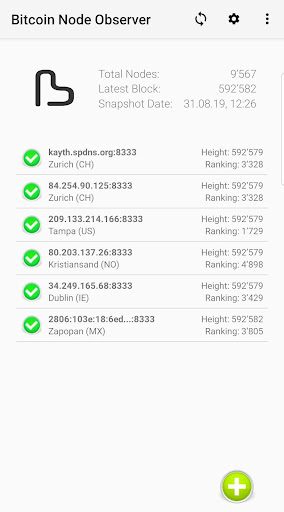 Android application Bitcoin Node Observer screenshort