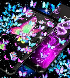 Neon butterfly glow wallpapersのおすすめ画像4