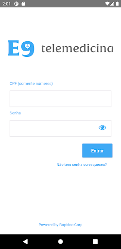 Android application E9 Telemedicina screenshort