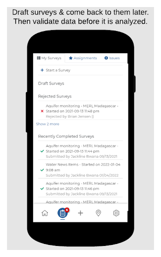 Screenshot of mWater Surveyor