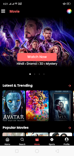 OTT Platform - Live TV & Movie Screen 3