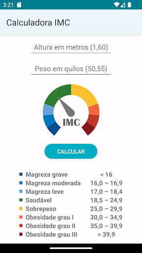 Android application Calculadora IMC screenshort