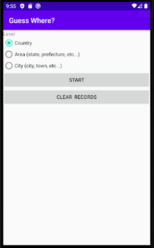 Android application Guess Where On The Map? screenshort
