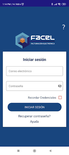 Android application Facel Facturación screenshort