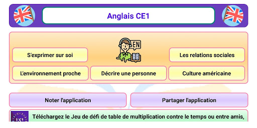 Android application Anglais CE1 screenshort