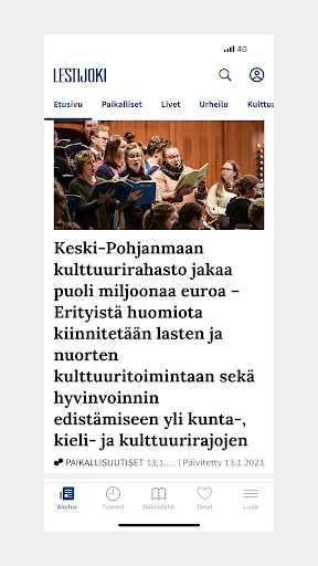Android application Lestijoki-lehti screenshort