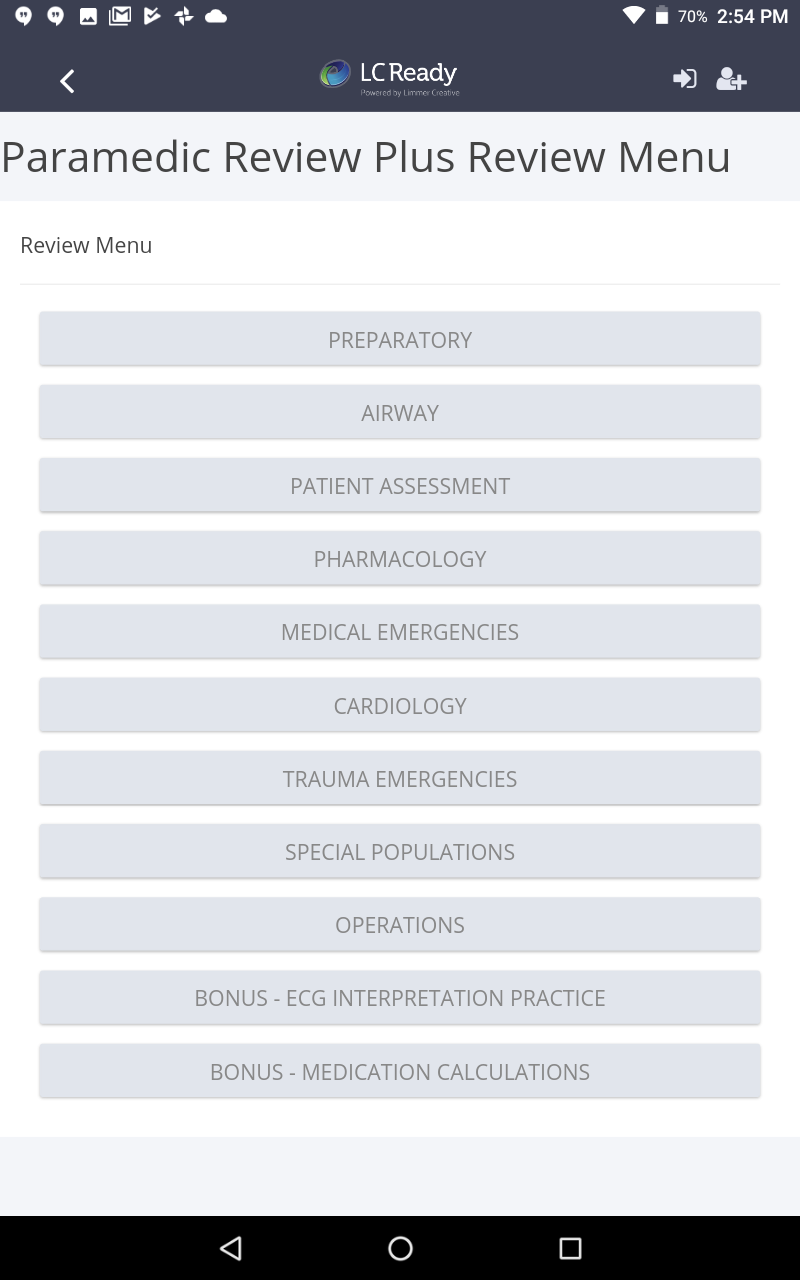 Android application Paramedic Review Plus™ screenshort