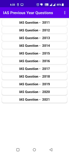 Android application IAS Previous Year Questions screenshort
