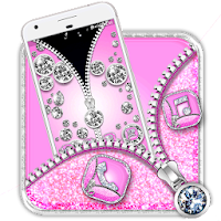 Pink Glitter Zipper Themes HD Wallpapers 3D icons