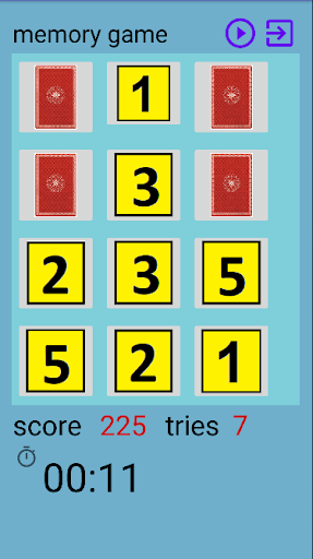 Android application the memory game screenshort