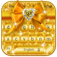 Shiny Gold Glitter Bow Diamond Keyboard Theme