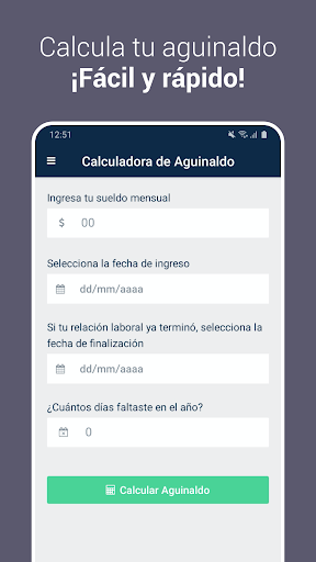 Android application Calculadora de Aguinaldo en MX screenshort