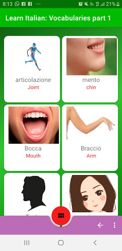 Learn Italian: vocabulary and Screen 3