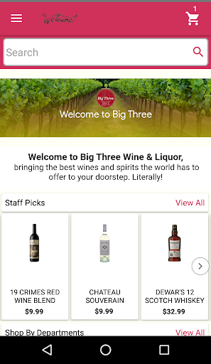 Android application Big Three Liquor – Bronx, NY screenshort