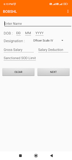 Android application BOB SHL CALCULATOR screenshort