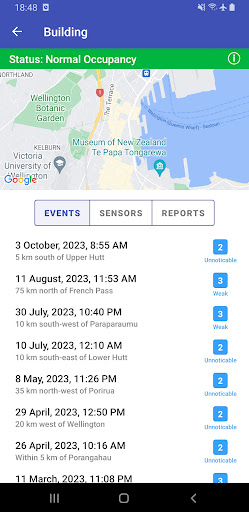 Android application Global Seismic Data screenshort