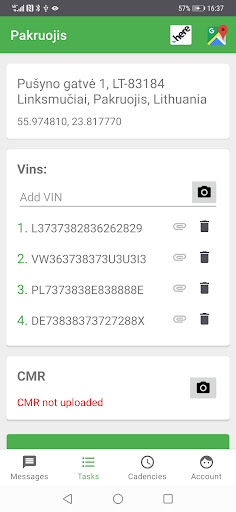Android application Brunas driver app screenshort