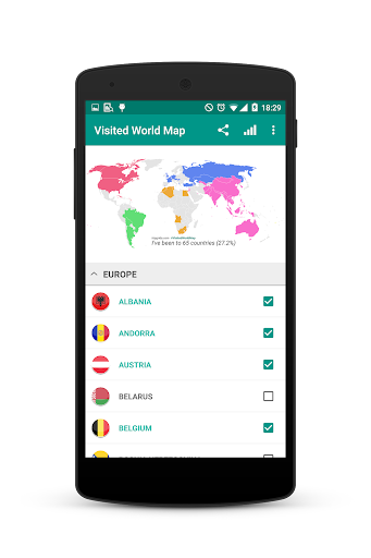 Android application Visited World Map screenshort