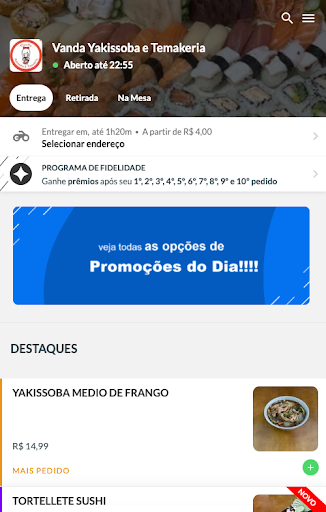 Android application Vanda Yakissoba e Temakeria screenshort