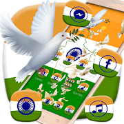 Indian Independence Day flag theme, peace pigeon  Icon