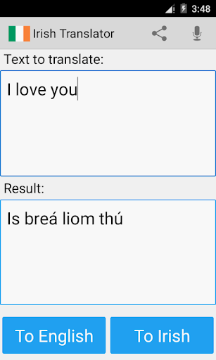 Irish English Translator Screen 3