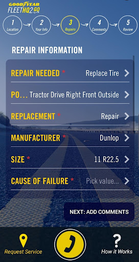 Goodyear FleetHQ2GO Screen 2