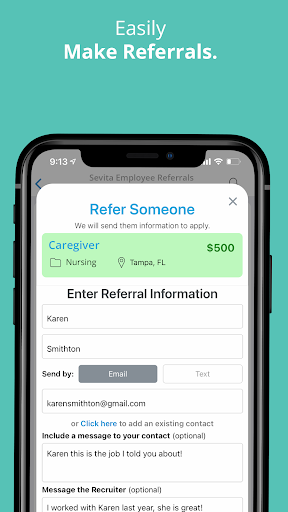 Sevita Employee Referrals Screen 2
