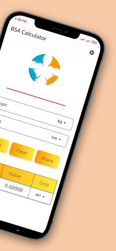 Body Surface Area Calculator Screen 2