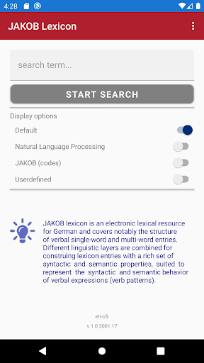 Android application JAKOB lexicon screenshort