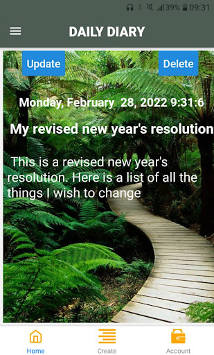 Android application diary screenshort