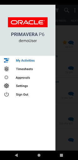 Android application Oracle Primavera P6 Mobile screenshort