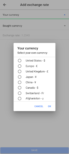 My exchange rate Screen 3