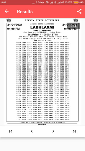 Sikkim State Lottery Live Resu Screen 2