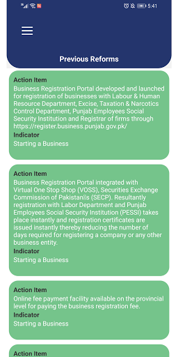 EODB Punjab | DB Reforms Screen 2