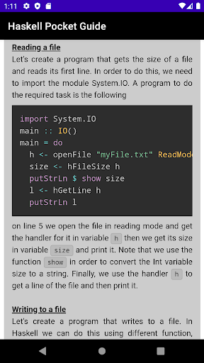 Haskell Pocket Guide Screen 3
