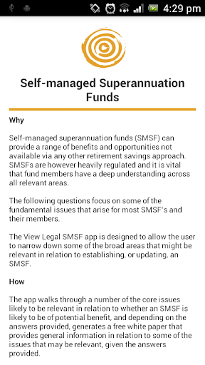 Android application View Legal SMSF screenshort