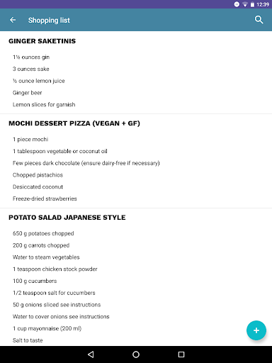 Screenshot of Japanese food recipes